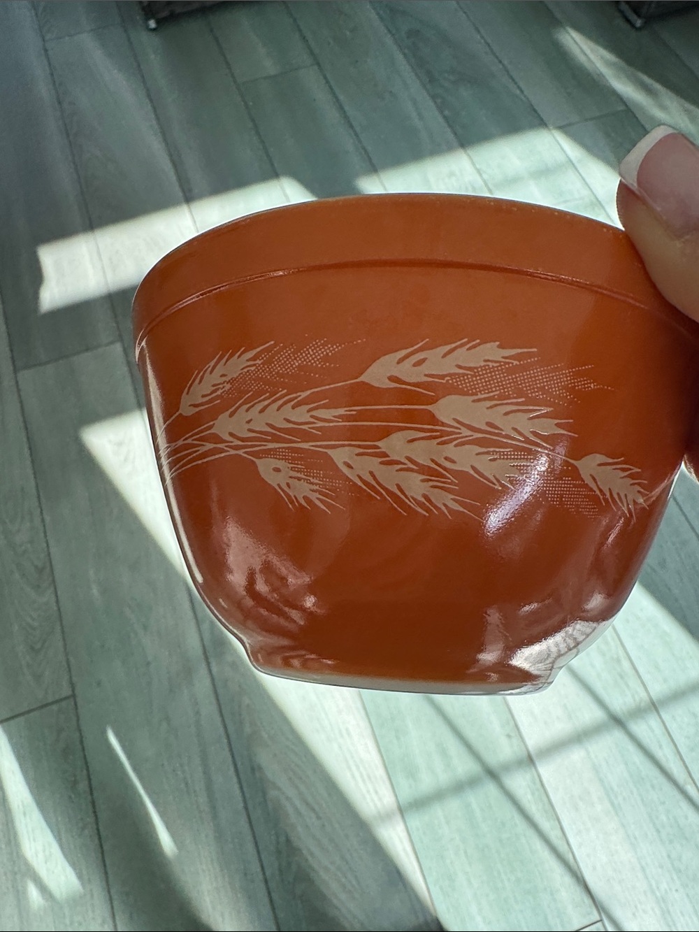 Orange Wheat Pattern Pyrex Bowl